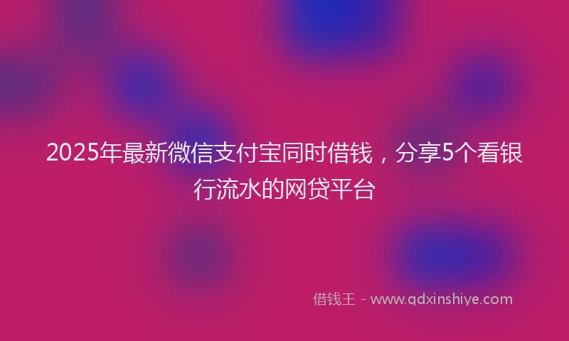 2025年最新微信支付宝同时借钱，分享5个看银行流水的网贷平台