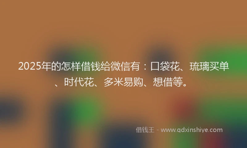 2025年的怎样借钱给微信有：口袋花、琉璃买单、时代花、多米易购、想借等。