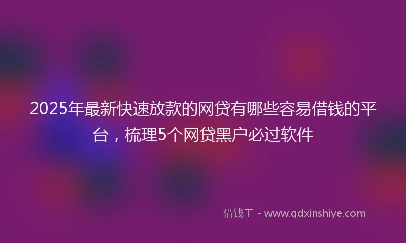 2025年最新快速放款的网贷有哪些容易借钱的平台，梳理5个网贷黑户必过软件