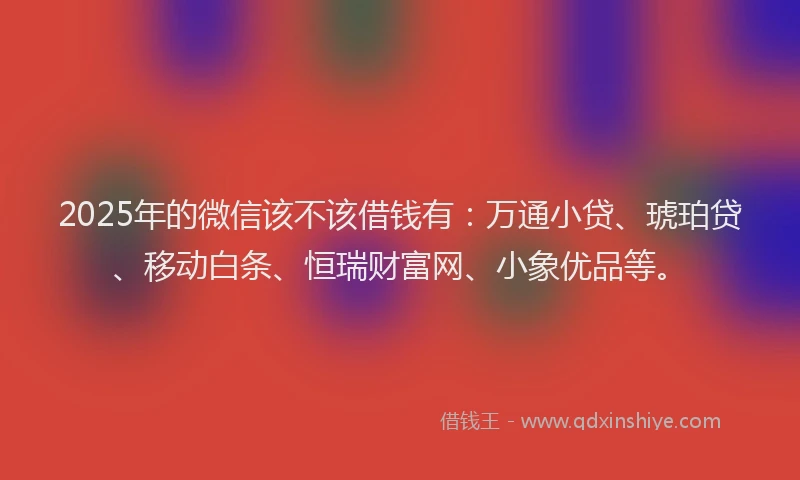 2025年的微信该不该借钱有：万通小贷、琥珀贷、移动白条、恒瑞财富网、小象优品等。