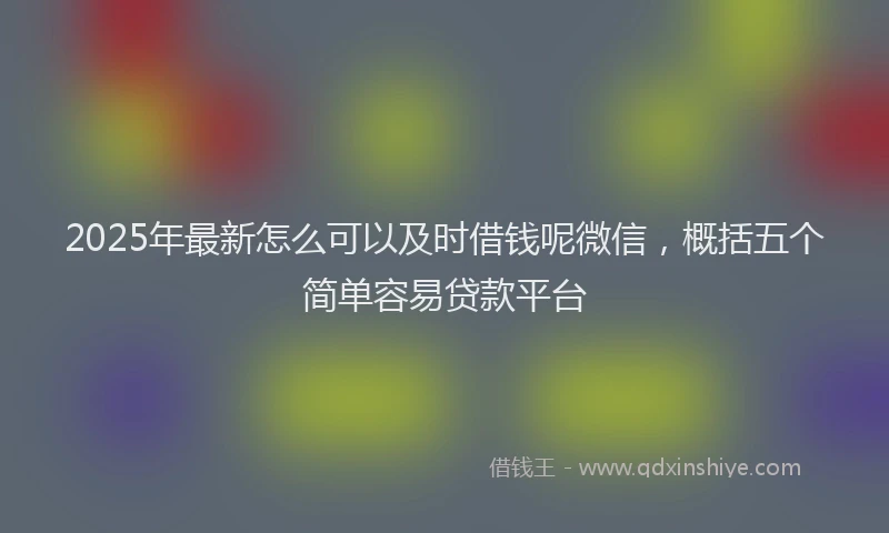 2025年最新怎么可以及时借钱呢微信，概括五个简单容易贷款平台