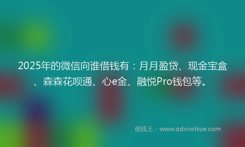 2025年的微信向谁借钱有：月月盈贷、现金宝盒、森森花呗通、心e金、融悦Pro钱包等。