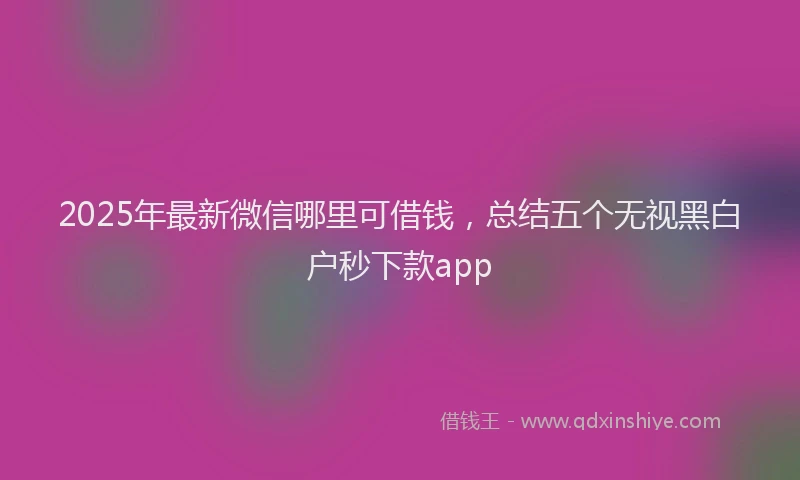 2025年最新微信哪里可借钱，总结五个无视黑白户秒下款app