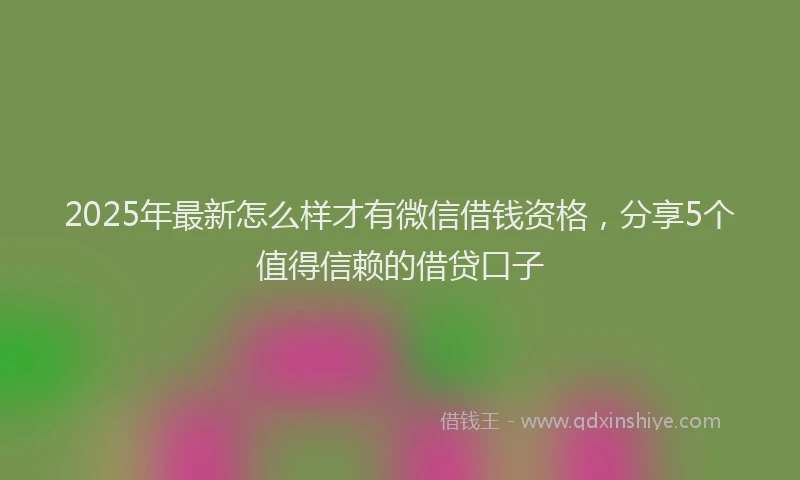 2025年最新怎么样才有微信借钱资格，分享5个值得信赖的借贷口子