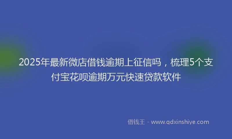 2025年最新微店借钱逾期上征信吗，梳理5个支付宝花呗逾期万元快速贷款软件