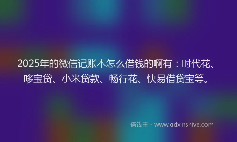 2025年的微信记账本怎么借钱的啊有：时代花、哆宝贷、小米贷款、畅行花、快易借贷宝等。