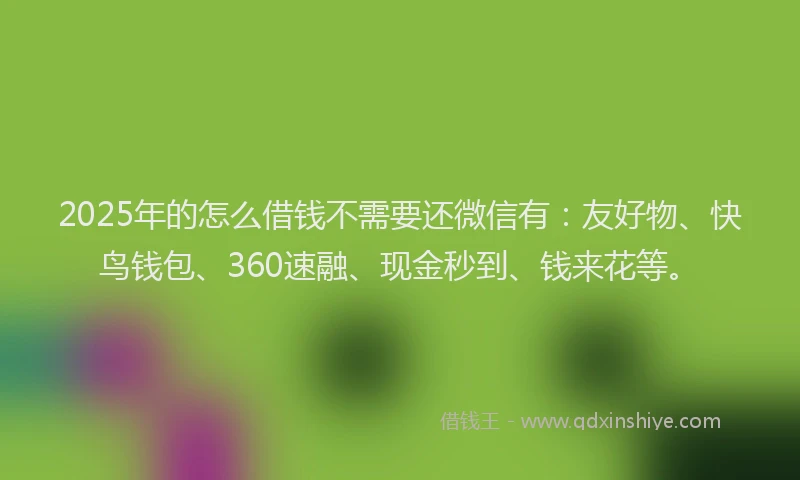 2025年的怎么借钱不需要还微信有：友好物、快鸟钱包、360速融、现金秒到、钱来花等。