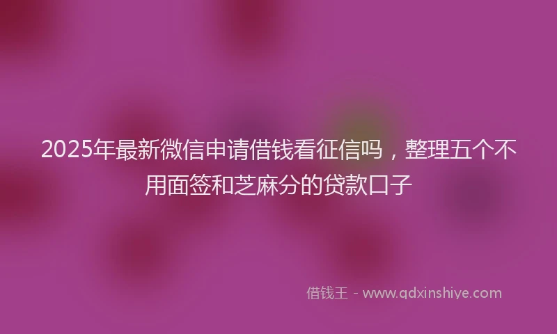 2025年最新微信申请借钱看征信吗，整理五个不用面签和芝麻分的贷款口子