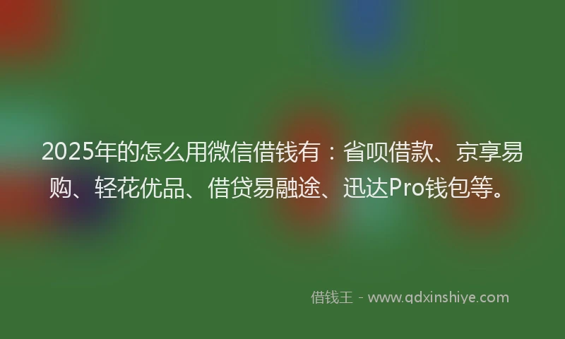 2025年的怎么用微信借钱有：省呗借款、京享易购、轻花优品、借贷易融途、迅达Pro钱包等。