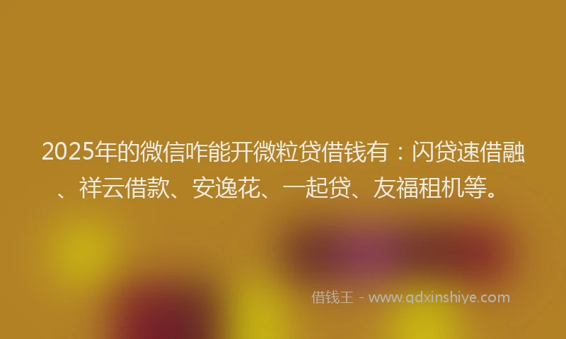 2025年的微信咋能开微粒贷借钱有：闪贷速借融、祥云借款、安逸花、一起贷、友福租机等。