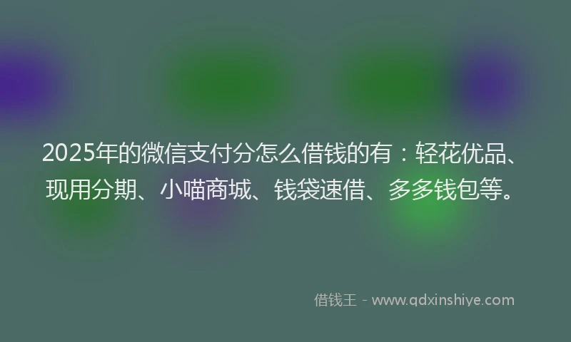 2025年的微信支付分怎么借钱的有：轻花优品、现用分期、小喵商城、钱袋速借、多多钱包等。