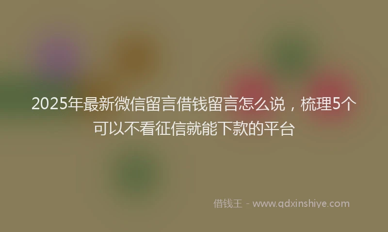 2025年最新微信留言借钱留言怎么说，梳理5个可以不看征信就能下款的平台