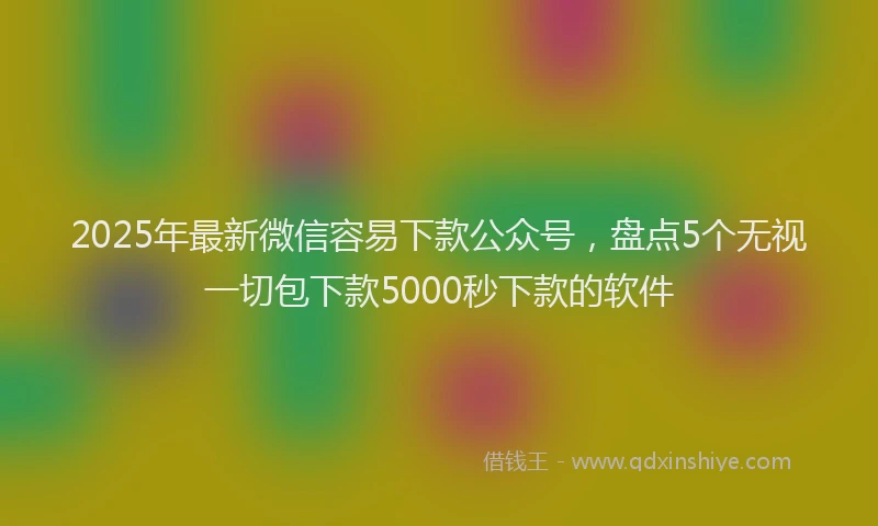 2025年最新微信容易下款公众号，盘点5个无视一切包下款5000秒下款的软件