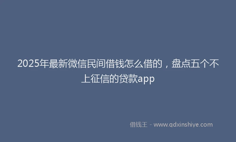 2025年最新微信民间借钱怎么借的，盘点五个不上征信的贷款app