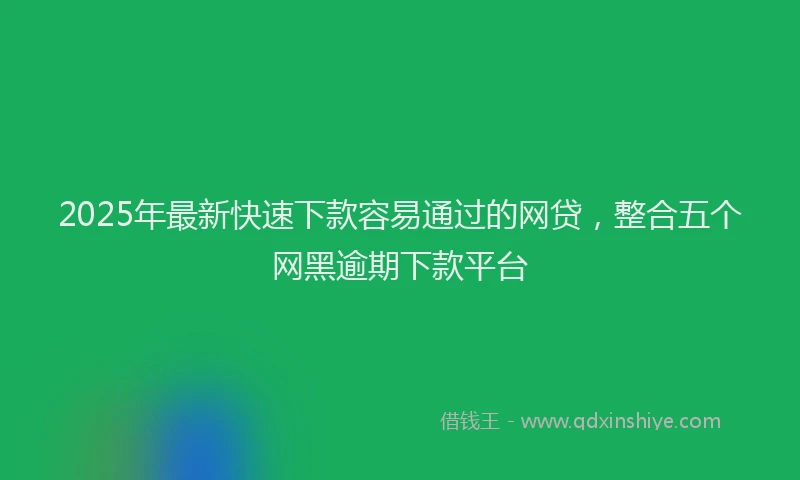 2025年最新快速下款容易通过的网贷，整合五个网黑逾期下款平台
