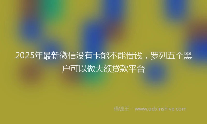 2025年最新微信没有卡能不能借钱，罗列五个黑户可以做大额贷款平台