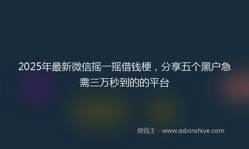 2025年最新微信摇一摇借钱梗，分享五个黑户急需三万秒到的的平台