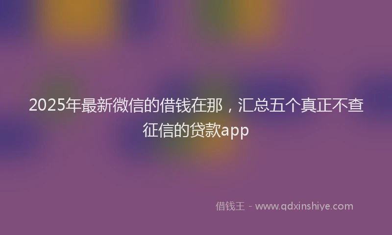 2025年最新微信的借钱在那，汇总五个真正不查征信的贷款app