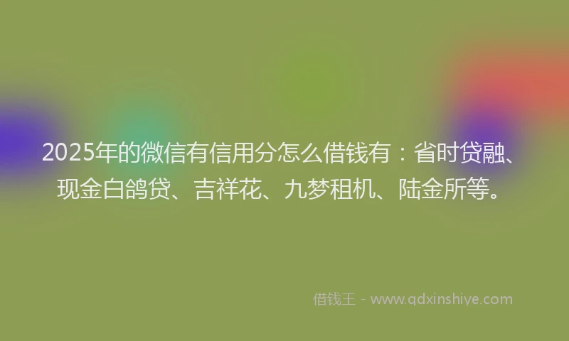 2025年的微信有信用分怎么借钱有：省时贷融、现金白鸽贷、吉祥花、九梦租机、陆金所等。