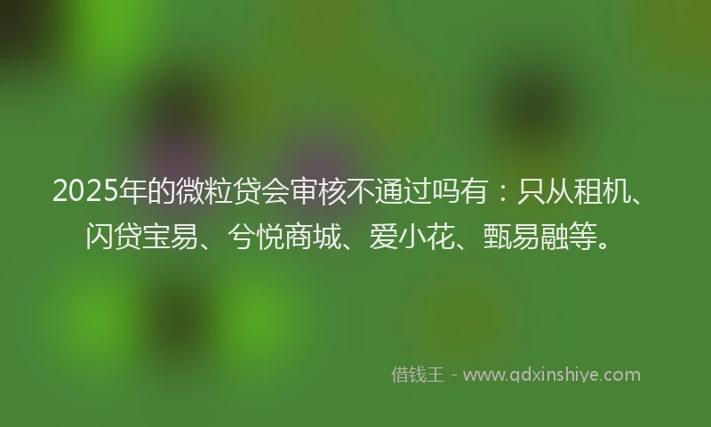 2025年的微粒贷会审核不通过吗有：只从租机、闪贷宝易、兮悦商城、爱小花、甄易融等。