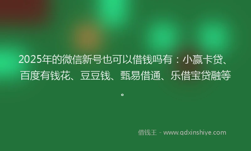 2025年的微信新号也可以借钱吗有：小赢卡贷、百度有钱花、豆豆钱、甄易借通、乐借宝贷融等。