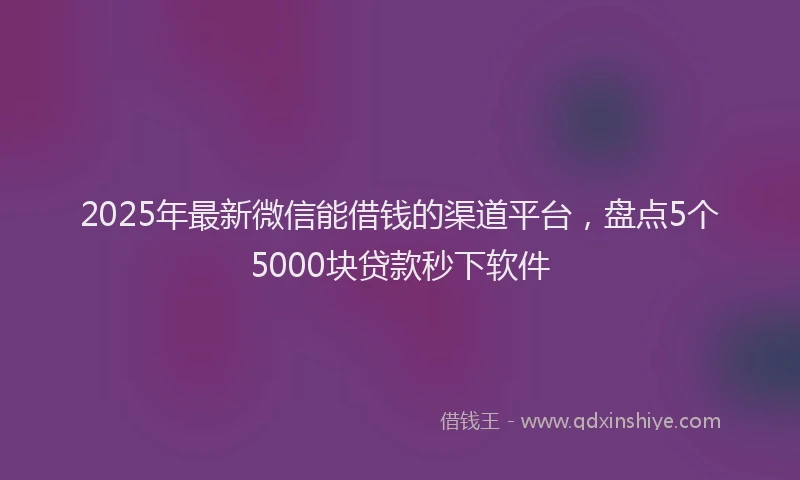 2025年最新微信能借钱的渠道平台，盘点5个5000块贷款秒下软件