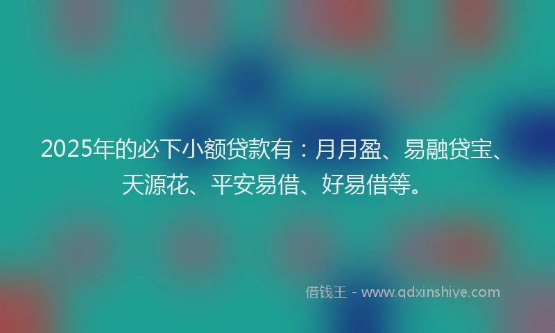 2025年的必下小额贷款有：月月盈、易融贷宝、天源花、平安易借、好易借等。