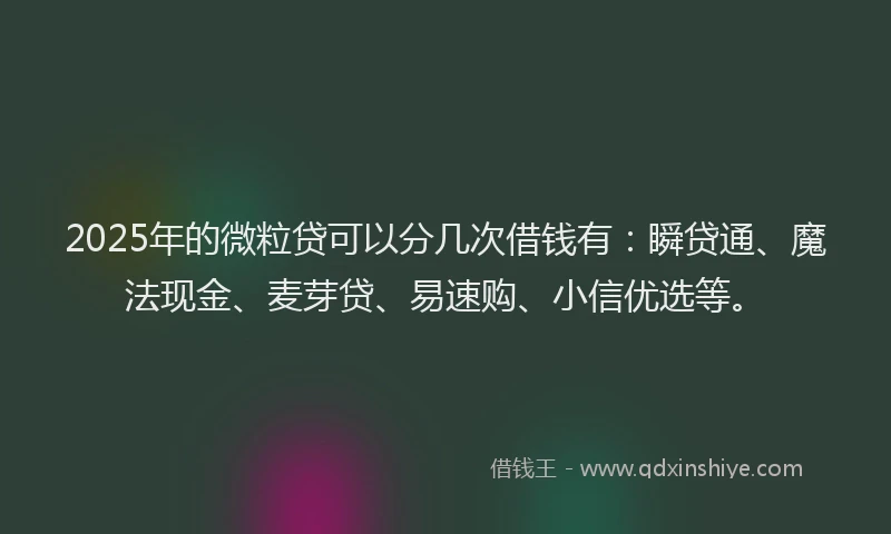 2025年的微粒贷可以分几次借钱有：瞬贷通、魔法现金、麦芽贷、易速购、小信优选等。