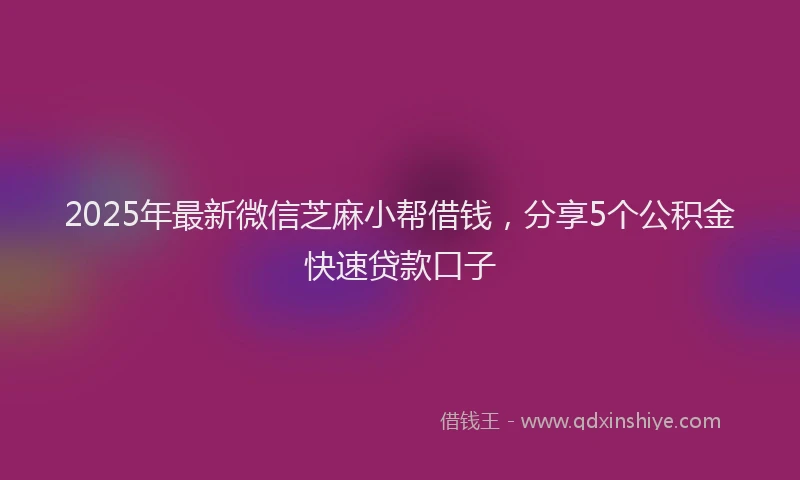 2025年最新微信芝麻小帮借钱，分享5个公积金快速贷款口子