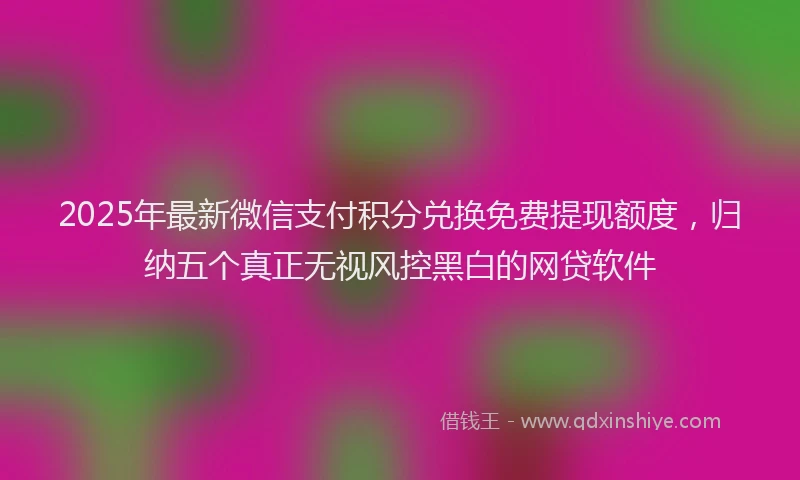 2025年最新微信支付积分兑换免费提现额度，归纳五个真正无视风控黑白的网贷软件