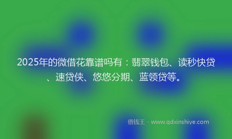 2025年的微借花靠谱吗有：翡翠钱包、读秒快贷、速贷侠、悠悠分期、蓝领贷等。