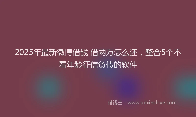 2025年最新微博借钱 借两万怎么还，整合5个不看年龄征信负债的软件