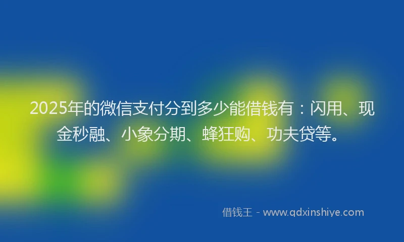 2025年的微信支付分到多少能借钱有：闪用、现金秒融、小象分期、蜂狂购、功夫贷等。