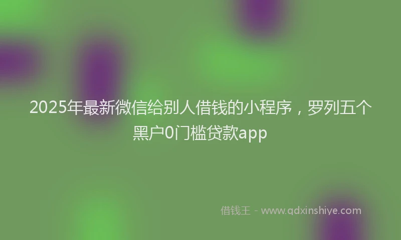 2025年最新微信给别人借钱的小程序，罗列五个黑户0门槛贷款app