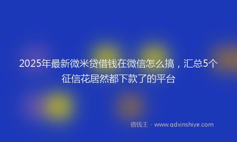 2025年最新微米贷借钱在微信怎么搞，汇总5个征信花居然都下款了的平台