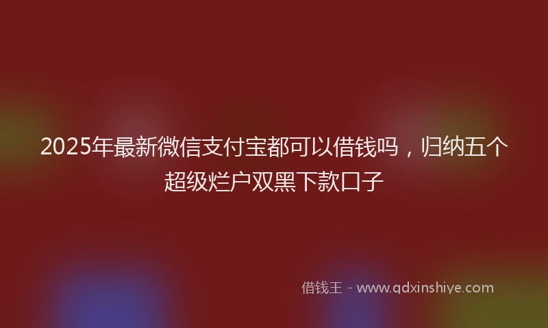 2025年最新微信支付宝都可以借钱吗，归纳五个超级烂户双黑下款口子