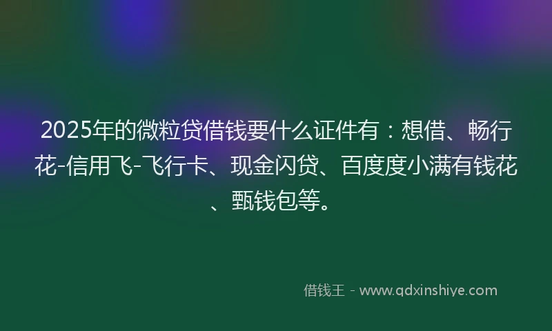 2025年的微粒贷借钱要什么证件有：想借、畅行花-信用飞-飞行卡、现金闪贷、百度度小满有钱花、甄钱包等。