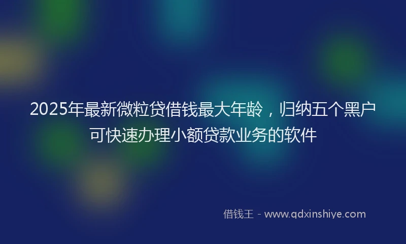 2025年最新微粒贷借钱最大年龄，归纳五个黑户可快速办理小额贷款业务的软件