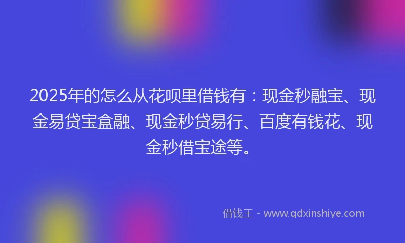 2025年的怎么从花呗里借钱有：现金秒融宝、现金易贷宝盒融、现金秒贷易行、百度有钱花、现金秒借宝途等。
