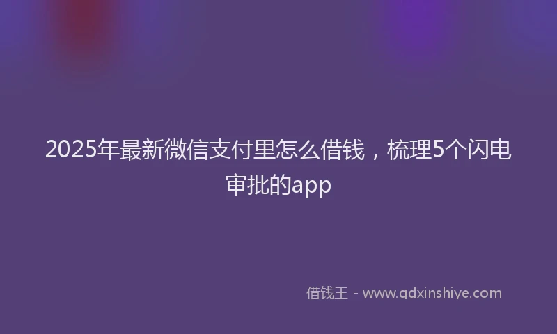 2025年最新微信支付里怎么借钱，梳理5个闪电审批的app