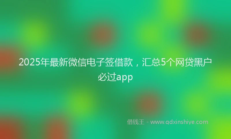 2025年最新微信电子签借款，汇总5个网贷黑户必过app