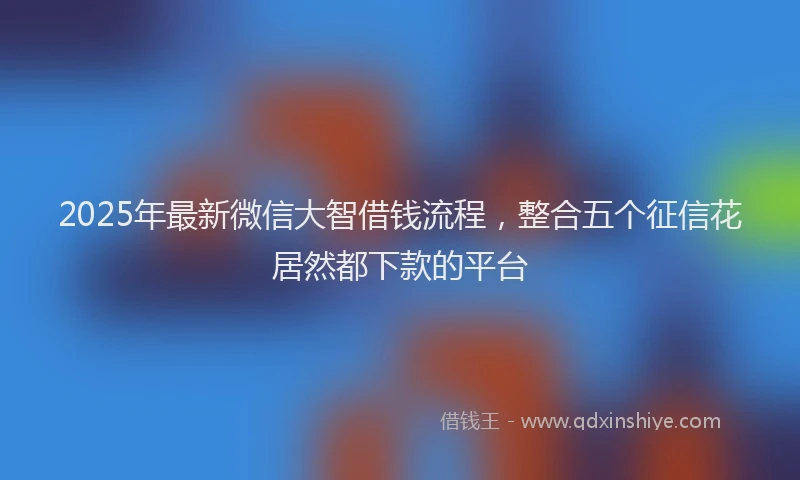 2025年最新微信大智借钱流程，整合五个征信花居然都下款的平台