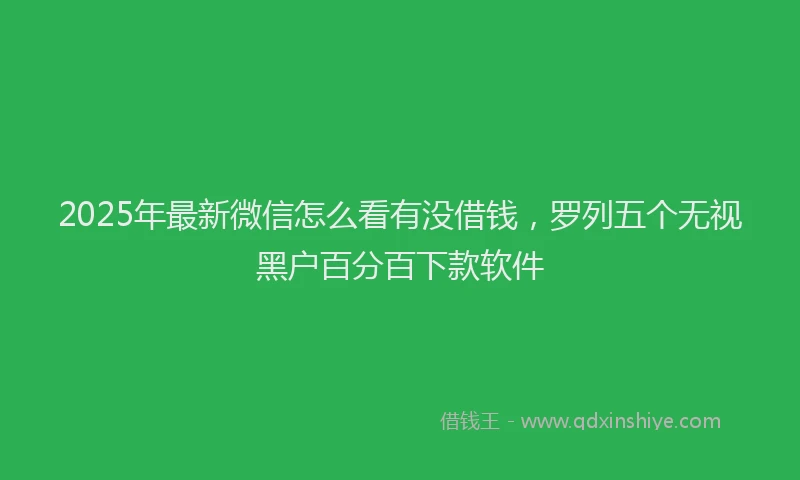 2025年最新微信怎么看有没借钱，罗列五个无视黑户百分百下款软件
