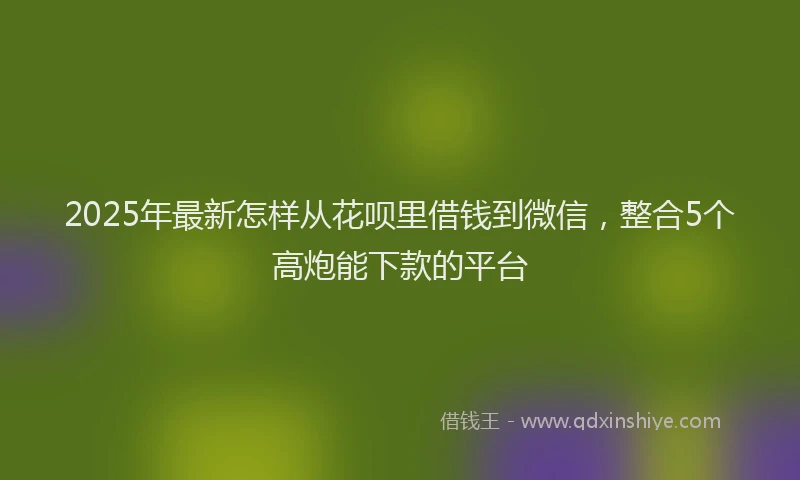 2025年最新怎样从花呗里借钱到微信，整合5个高炮能下款的平台
