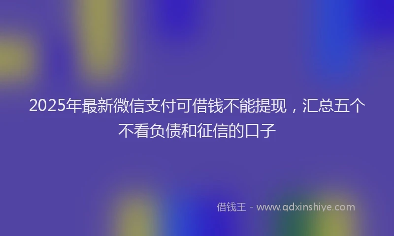 2025年最新微信支付可借钱不能提现，汇总五个不看负债和征信的口子