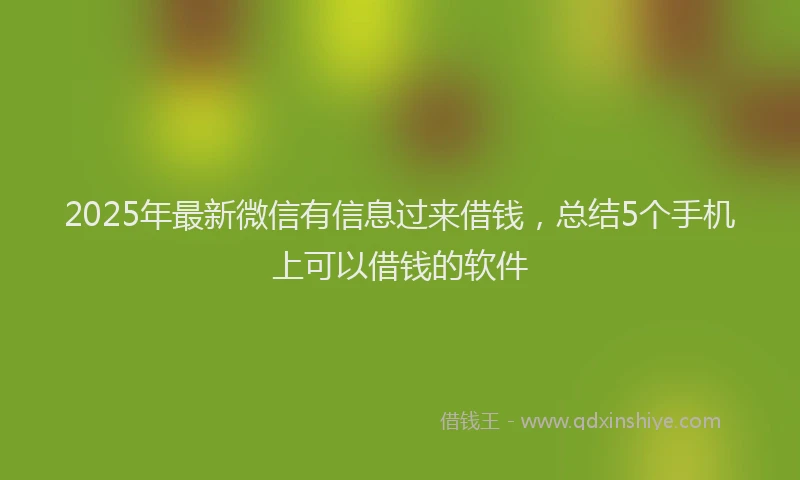 2025年最新微信有信息过来借钱，总结5个手机上可以借钱的软件