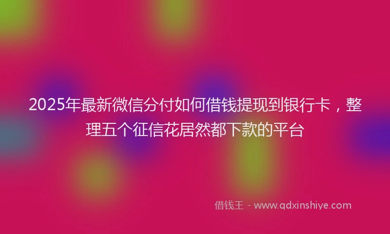 2025年最新微信分付如何借钱提现到银行卡，整理五个征信花居然都下款的平台