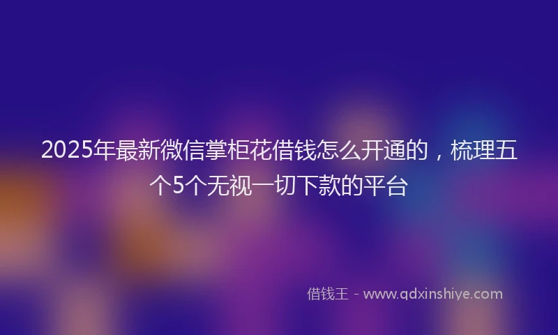2025年最新微信掌柜花借钱怎么开通的，梳理五个5个无视一切下款的平台
