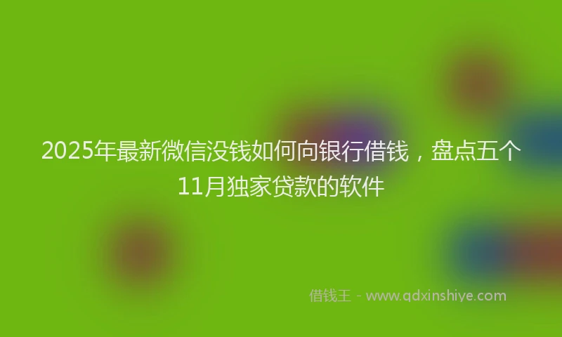 2025年最新微信没钱如何向银行借钱，盘点五个11月独家贷款的软件