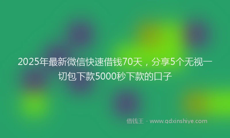 2025年最新微信快速借钱70天，分享5个无视一切包下款5000秒下款的口子